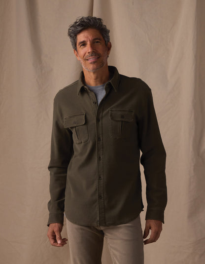 Comfort Terry Shirt Jacket in Olive