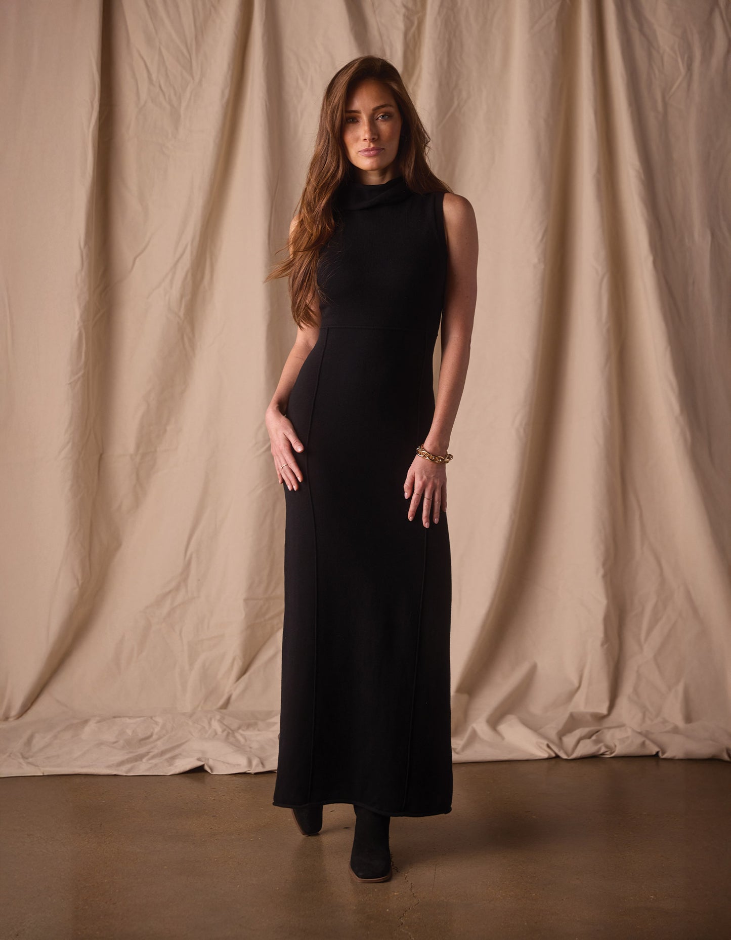 Eloise Column Dress in Black