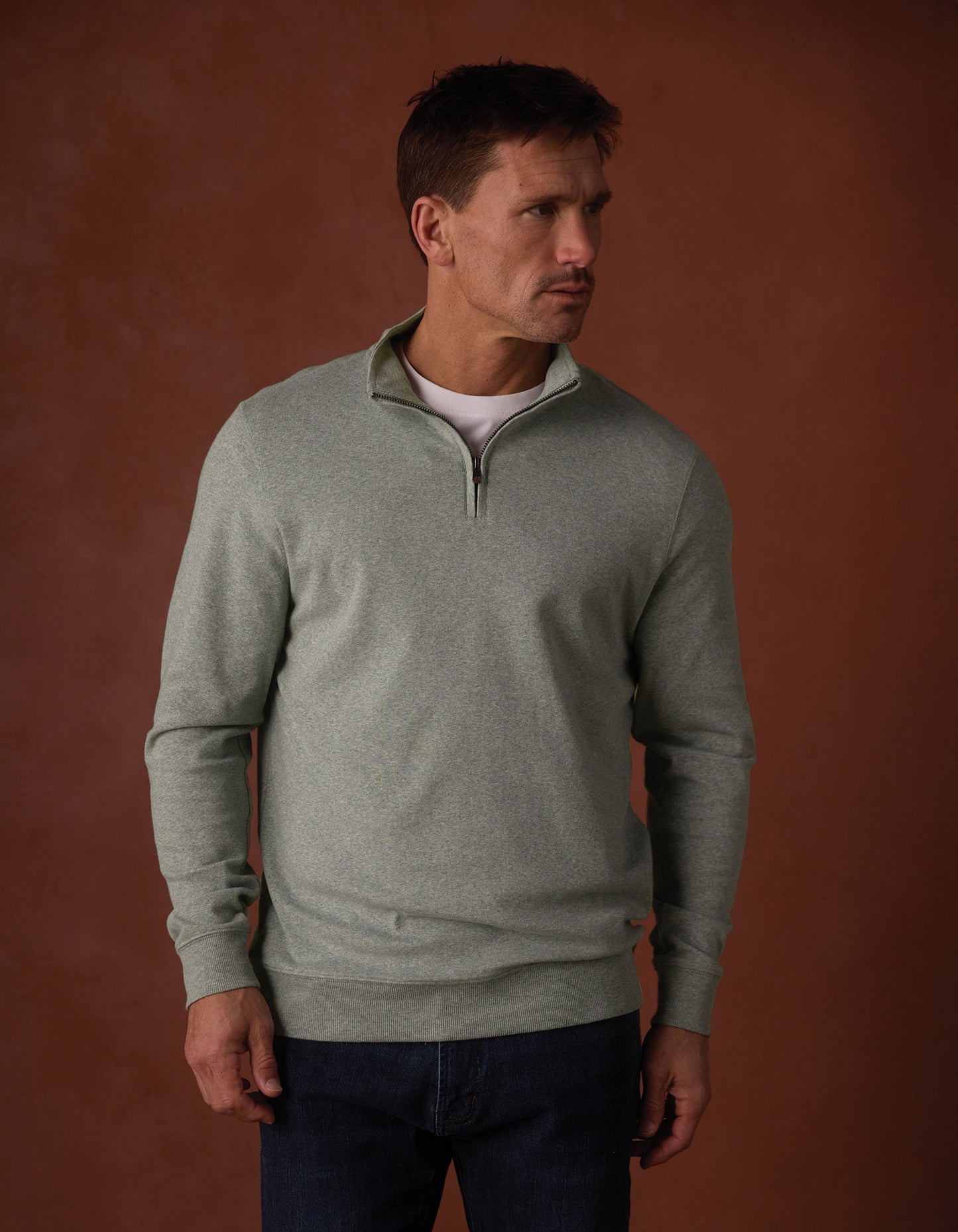 Puremeso Weekend Quarter Zip in Sea Glass