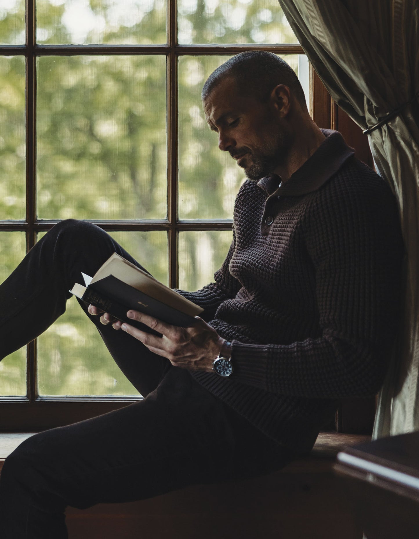 Waffle Sweater Popover in Dark Brown