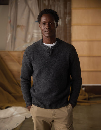 Homebound Henley Sweater in Charcoal