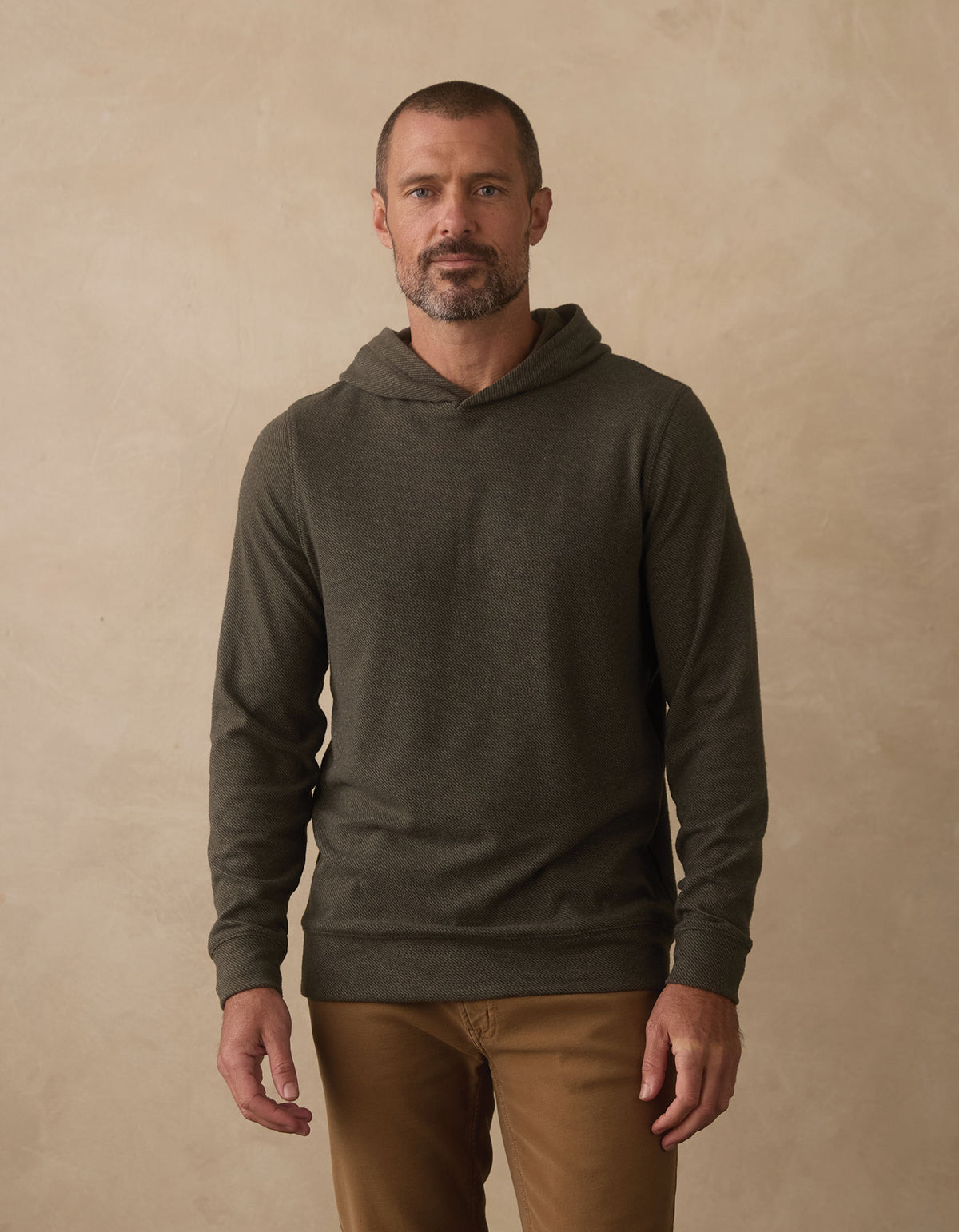 Brushed Textured Knit Hoodie in Dark Forest