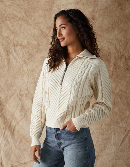 Lola Quarter Zip Sweater in Cream