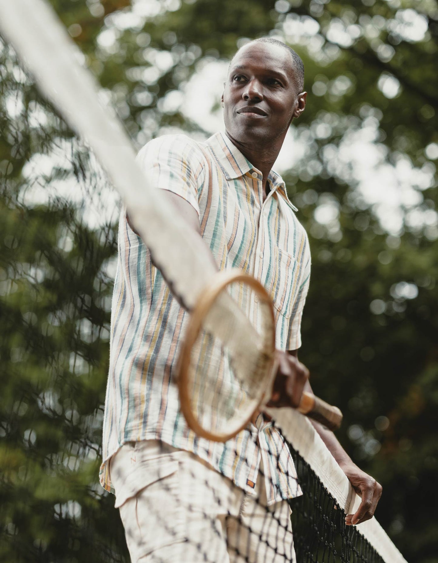 Freshwater Short Sleeve Button Up Shirt in Sherbet Stripe