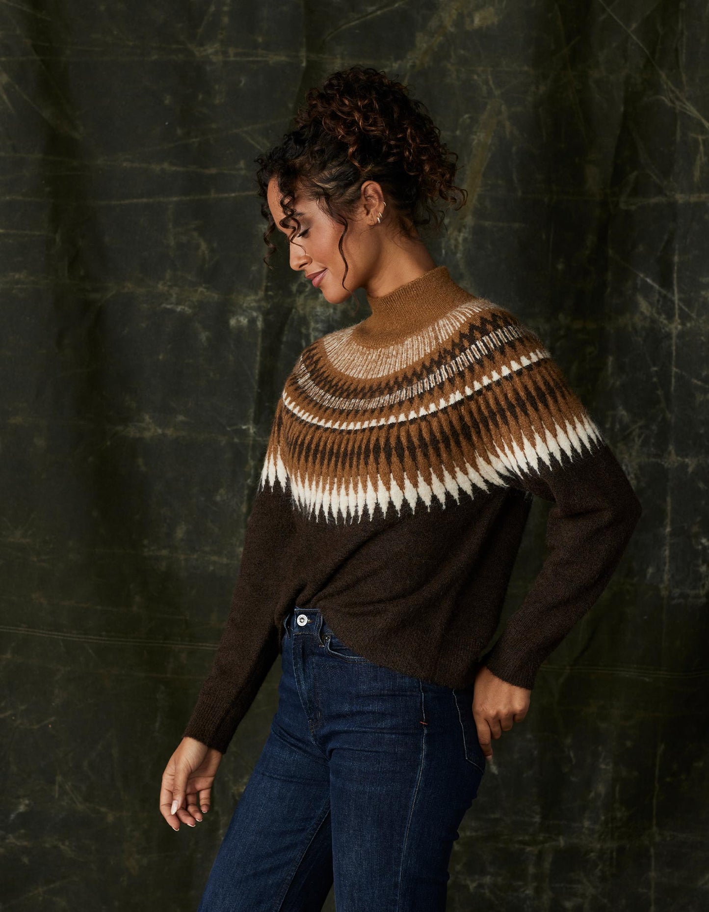 Nomad Fair Isle Sweater in Espresso Multi