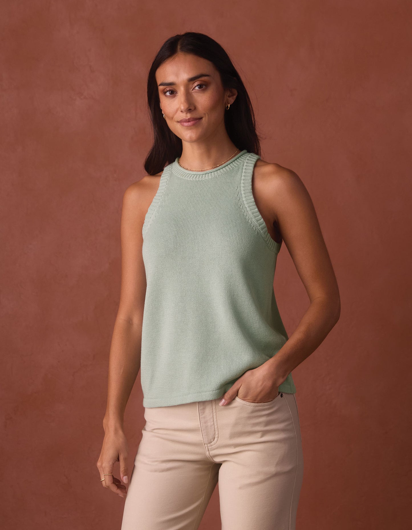 Wanderlust Hi-Neck Tank in Sea Glass