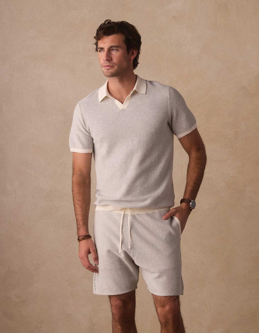 Robles Birdseye Knit Short in Cream/Grey