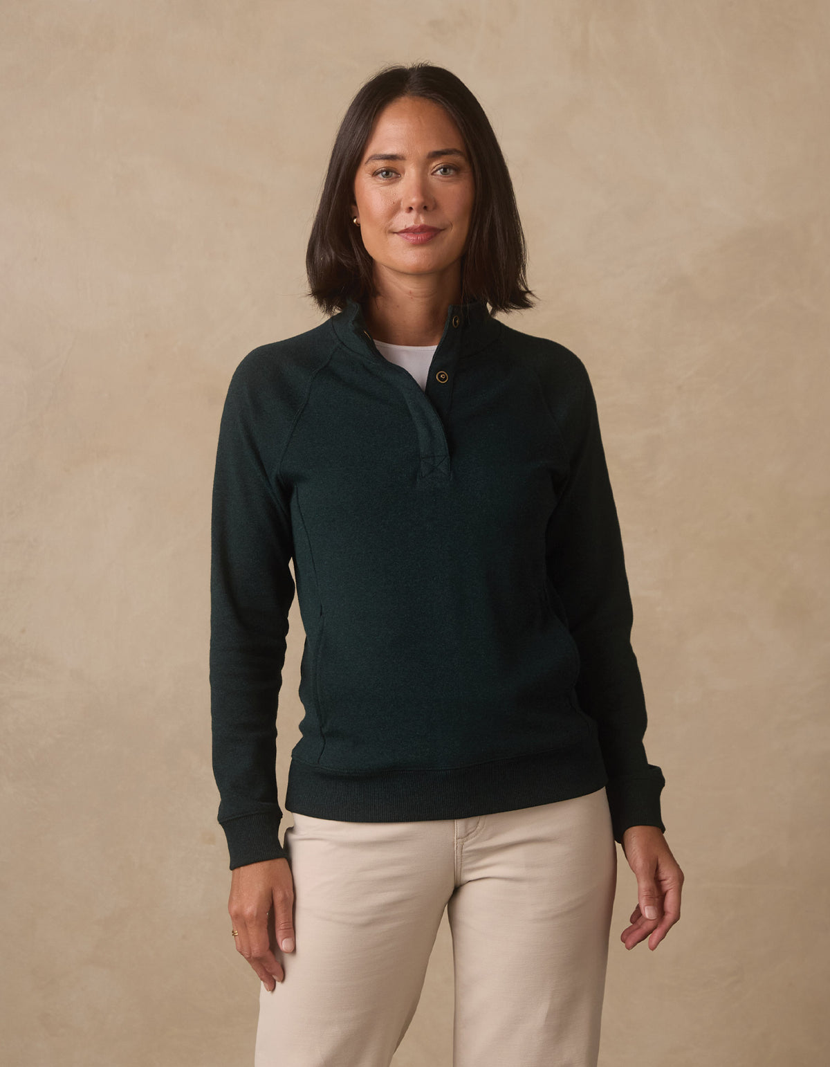Puremeso Weekend Snap Pullover in Emerald