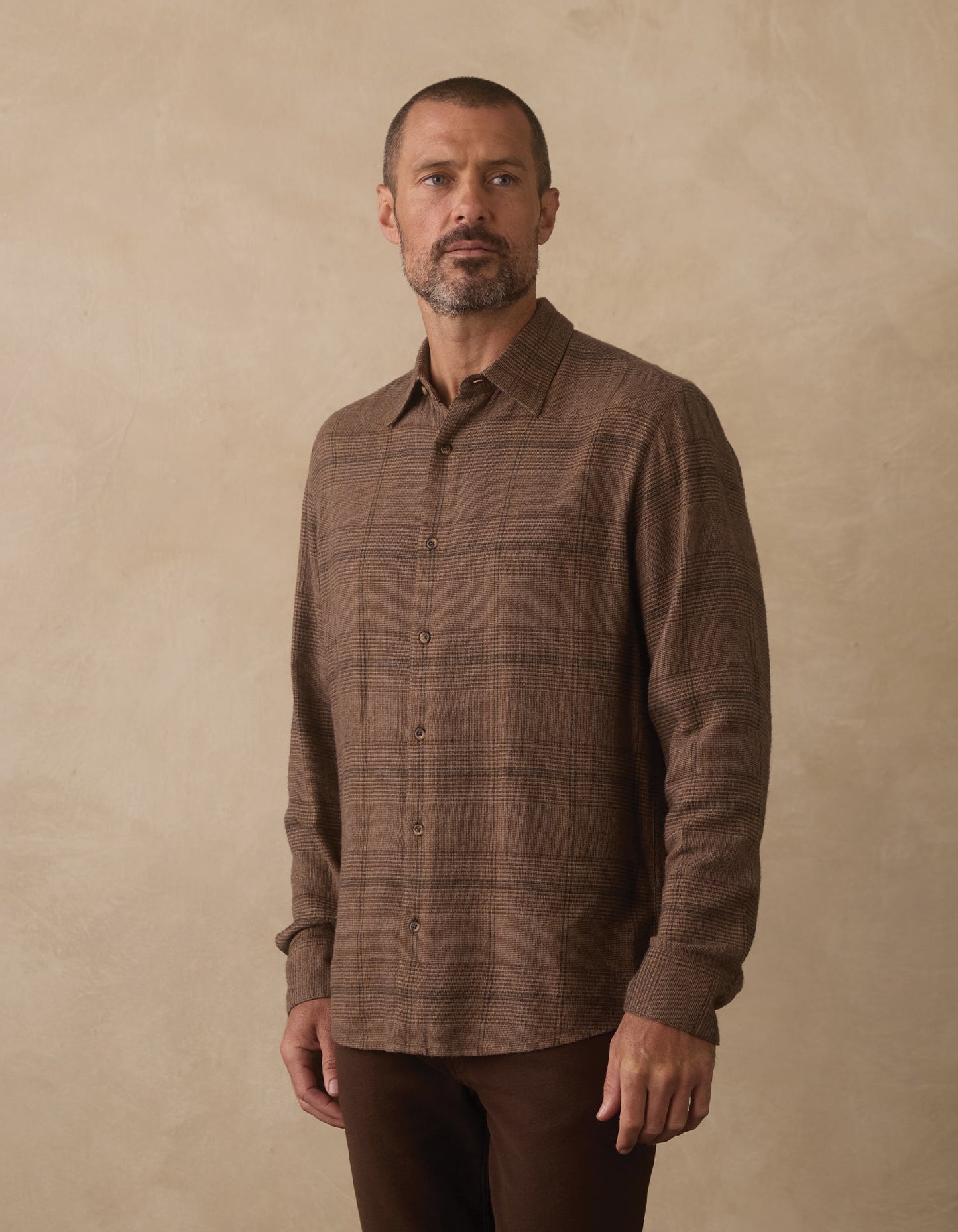 Owen Lightweight Button Up in Espresso Plaid