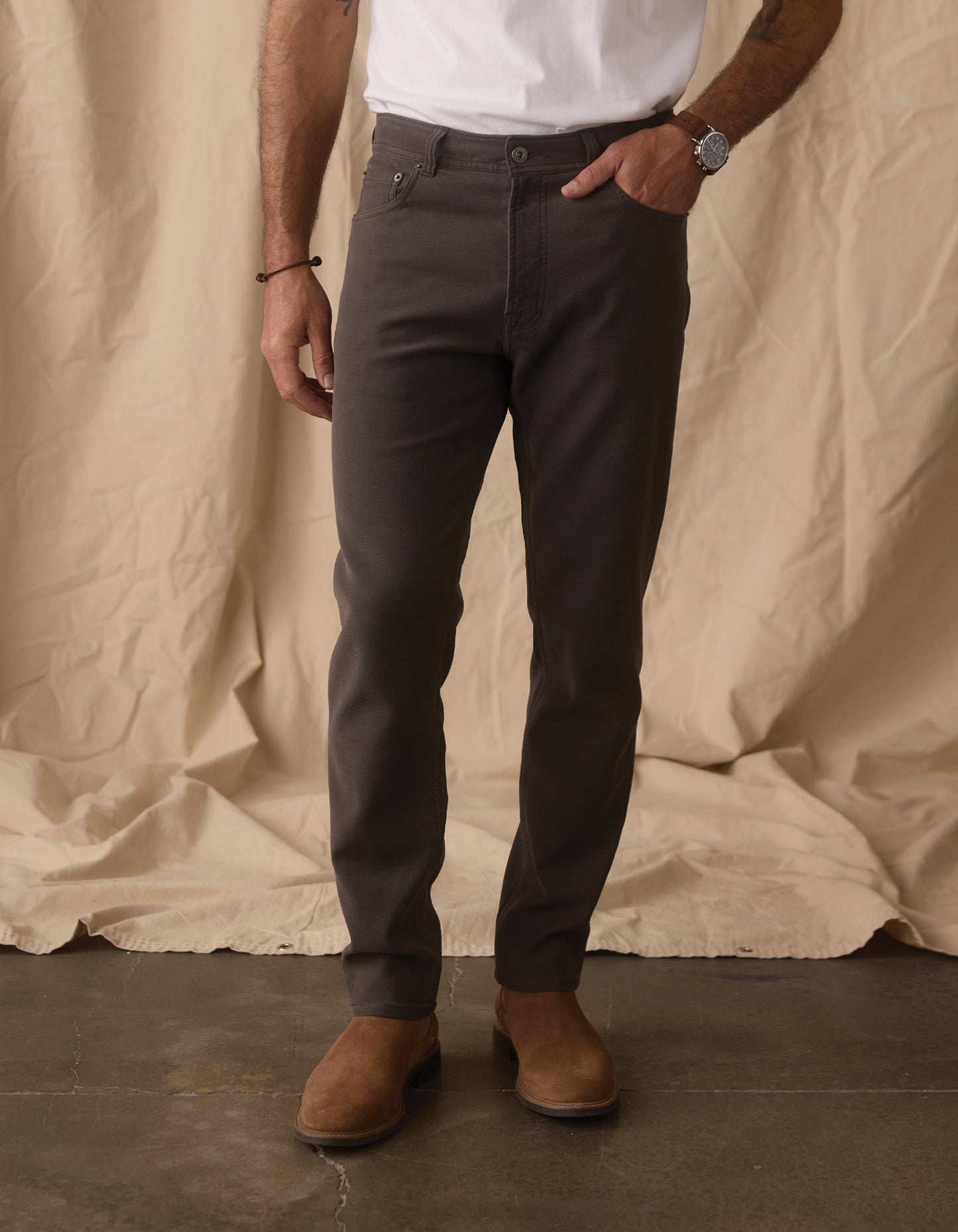 Comfort Terry Straight Pant in Steel