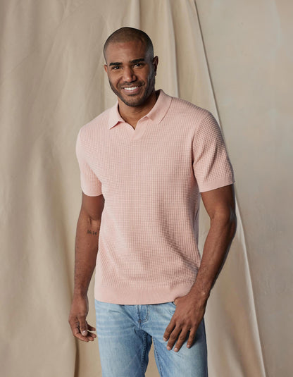 Waffle Stitch Polo in Georgia Peach