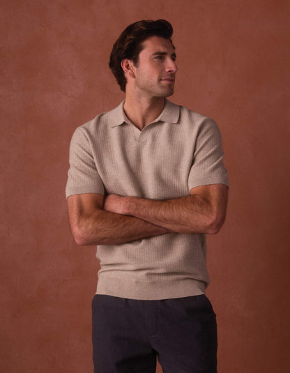 Breezeknit Polo in Flax