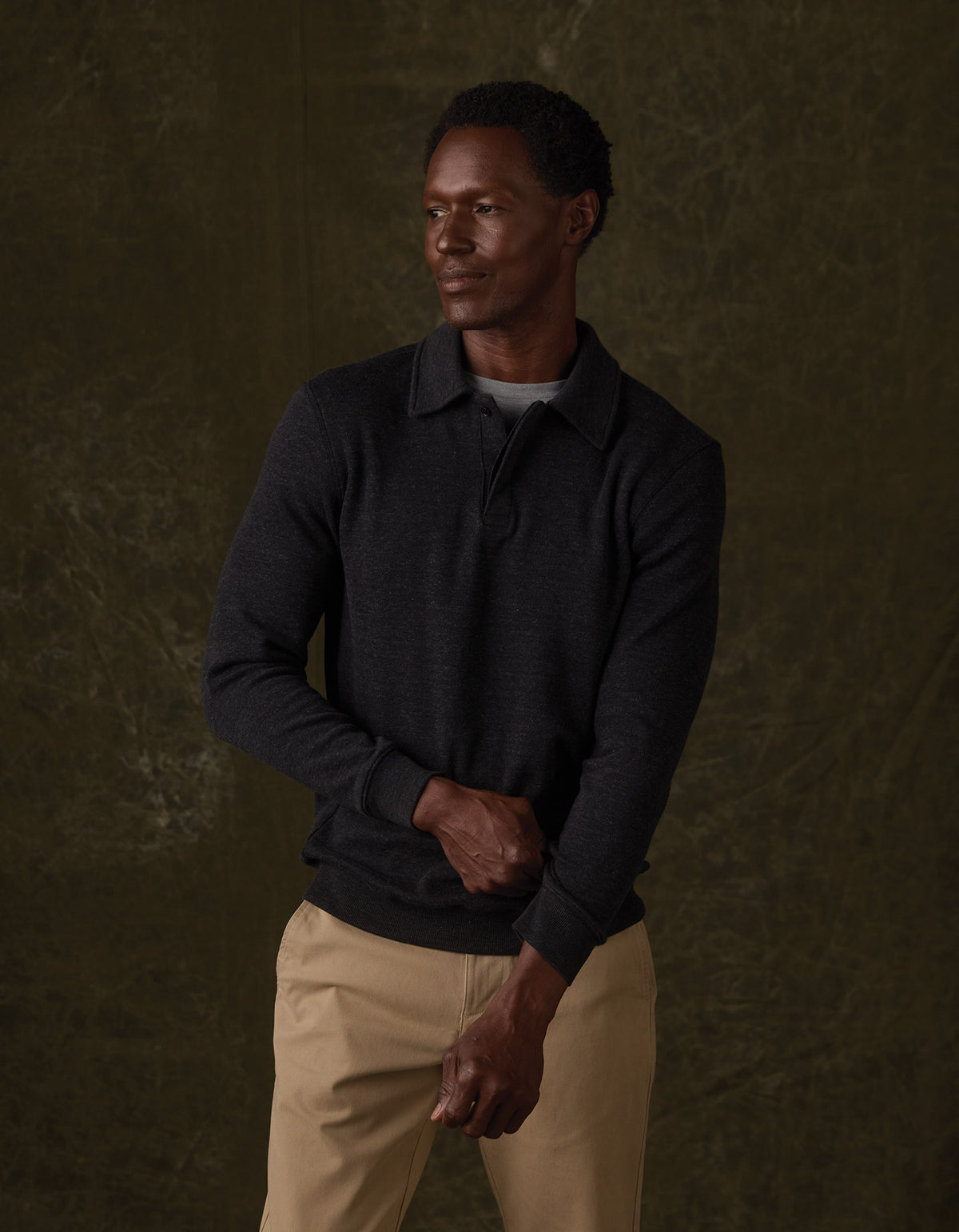 Fleece Puremeso Polo Popover in Phantom
