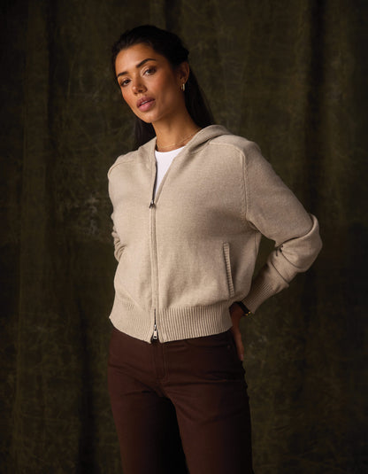 Lola Full Zip Hoodie in Oat