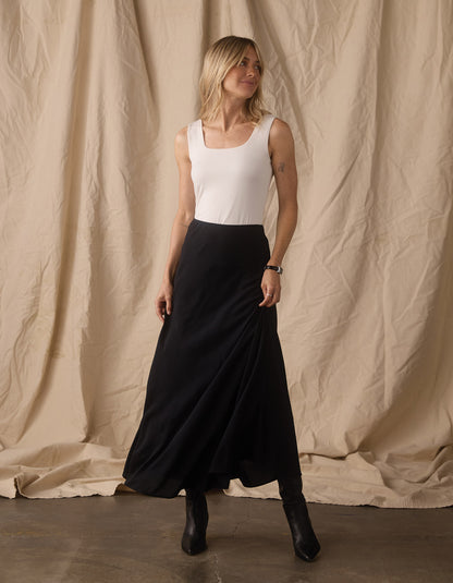 Rose Midi Skirt in Black