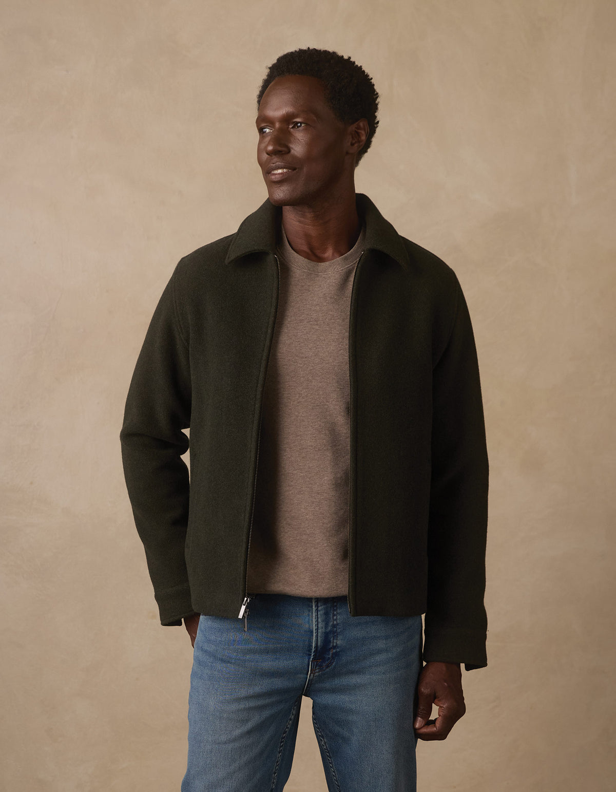 Harrison Felted Wool Jacket in Forest
