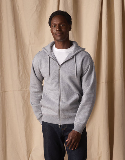 Normal Fleece Full Zip Hoodie in Heather Grey
