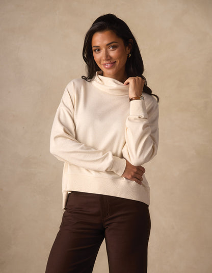 Puremeso Funnel Neck Pullover in Fossil