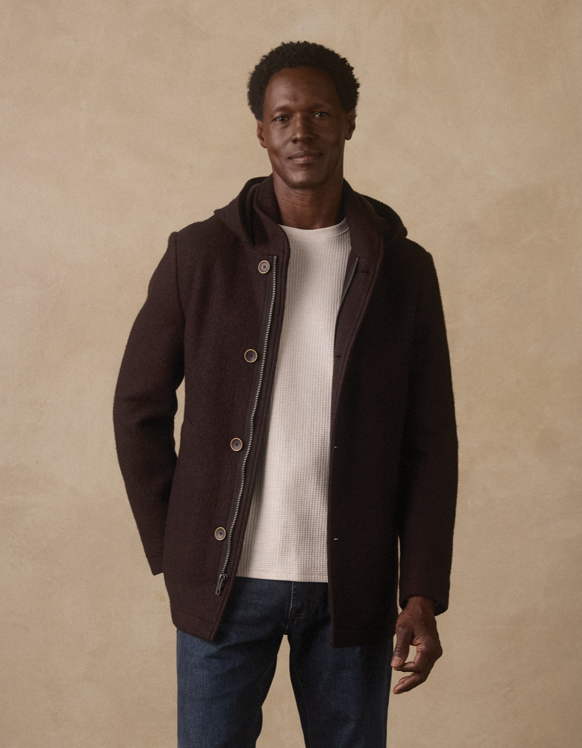 Balboa City Peacoat in Midnight Brown