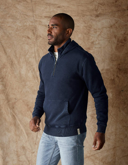 Jackie Premium Fleece Quarter Zip Hoodie in Dark Indigo