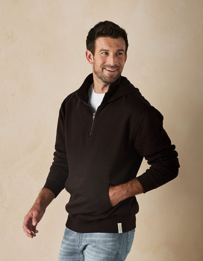 Jackie Premium Fleece Quarter Zip Hoodie in Chestnut