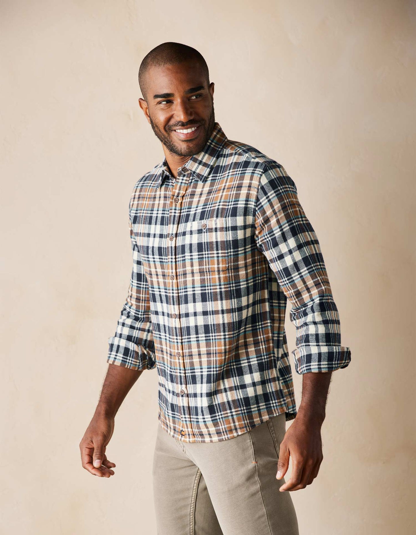 Hudson Double Brushed Flannel in Cedar Plaid