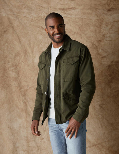 James Canvas Military Jacket in Dusty Olive