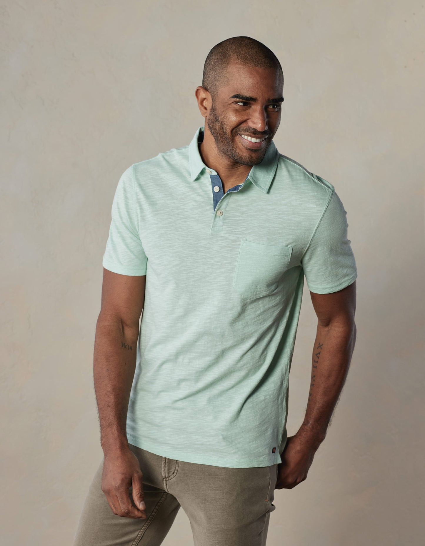 Vintage Slub Pocket Polo in Surf Spray