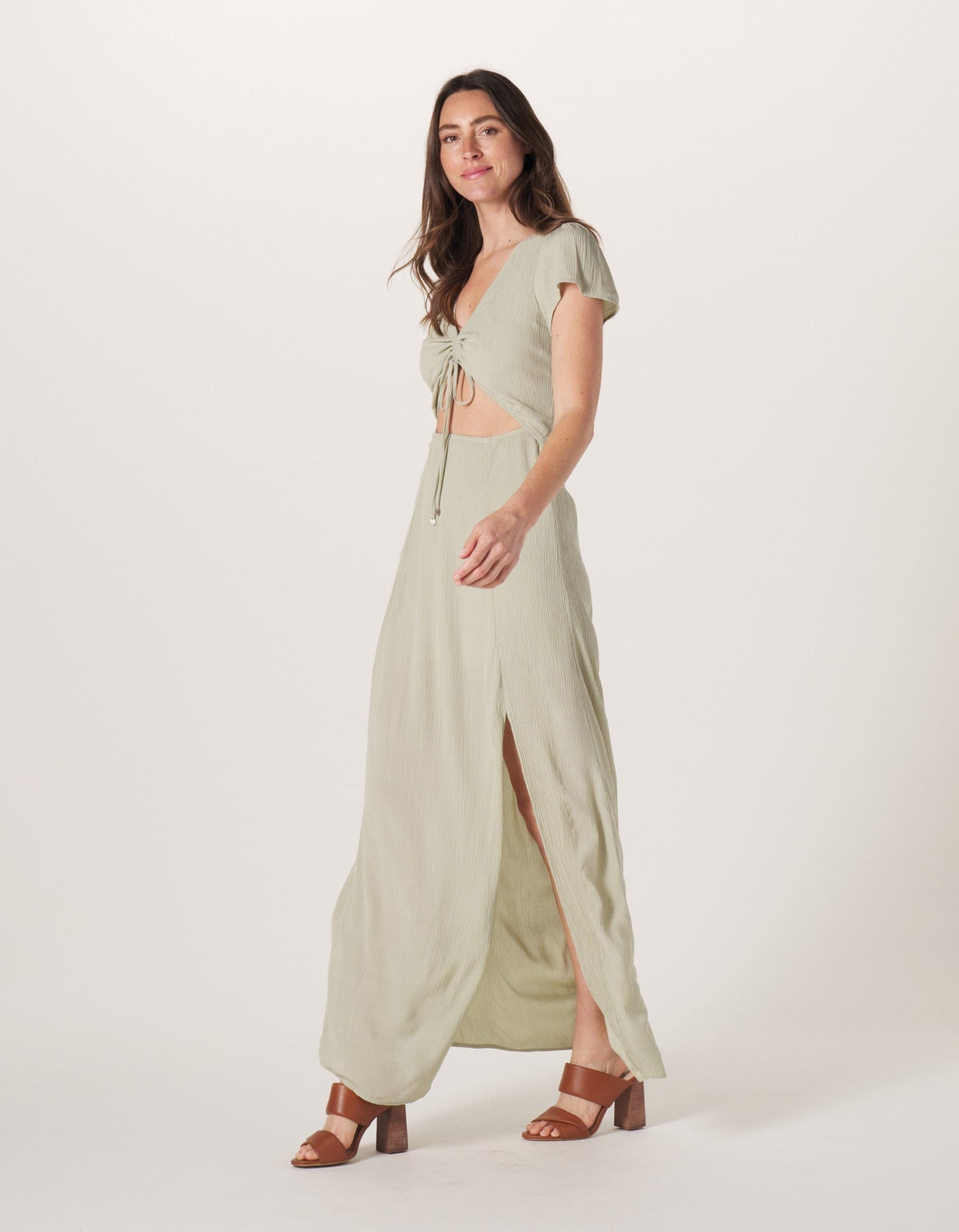 Ezra Crepe Cinch Dress in Sage