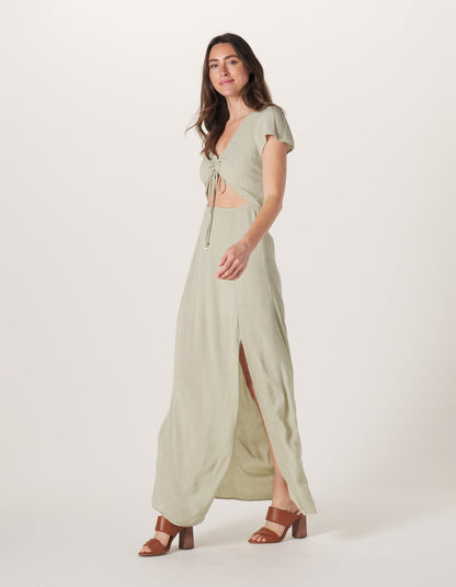 Ezra Crepe Cinch Dress in Sage