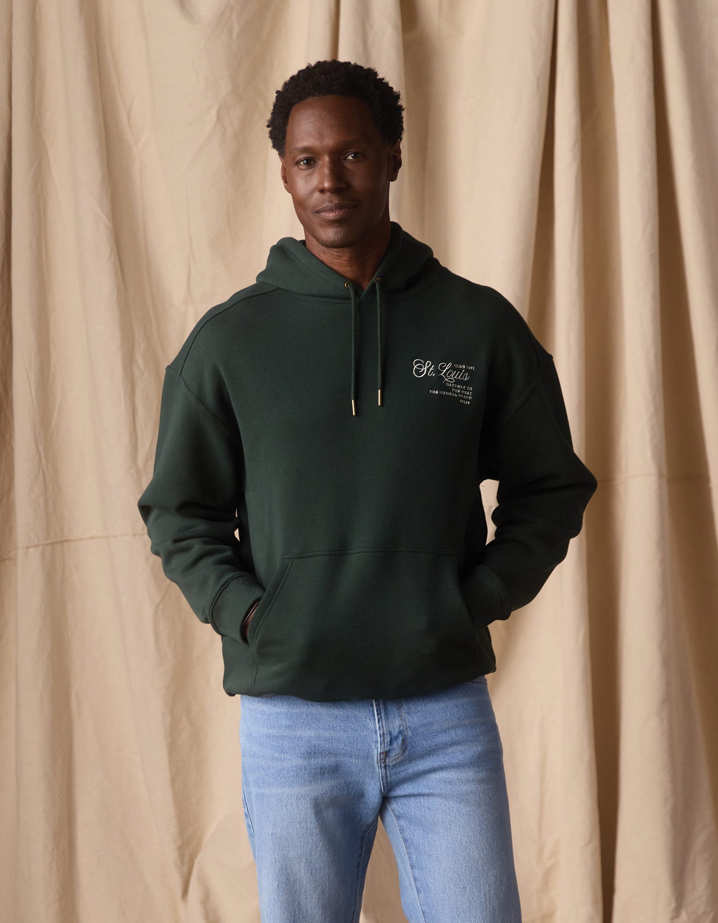 Normal Fleece Graphic Hoodie in Varsity Green