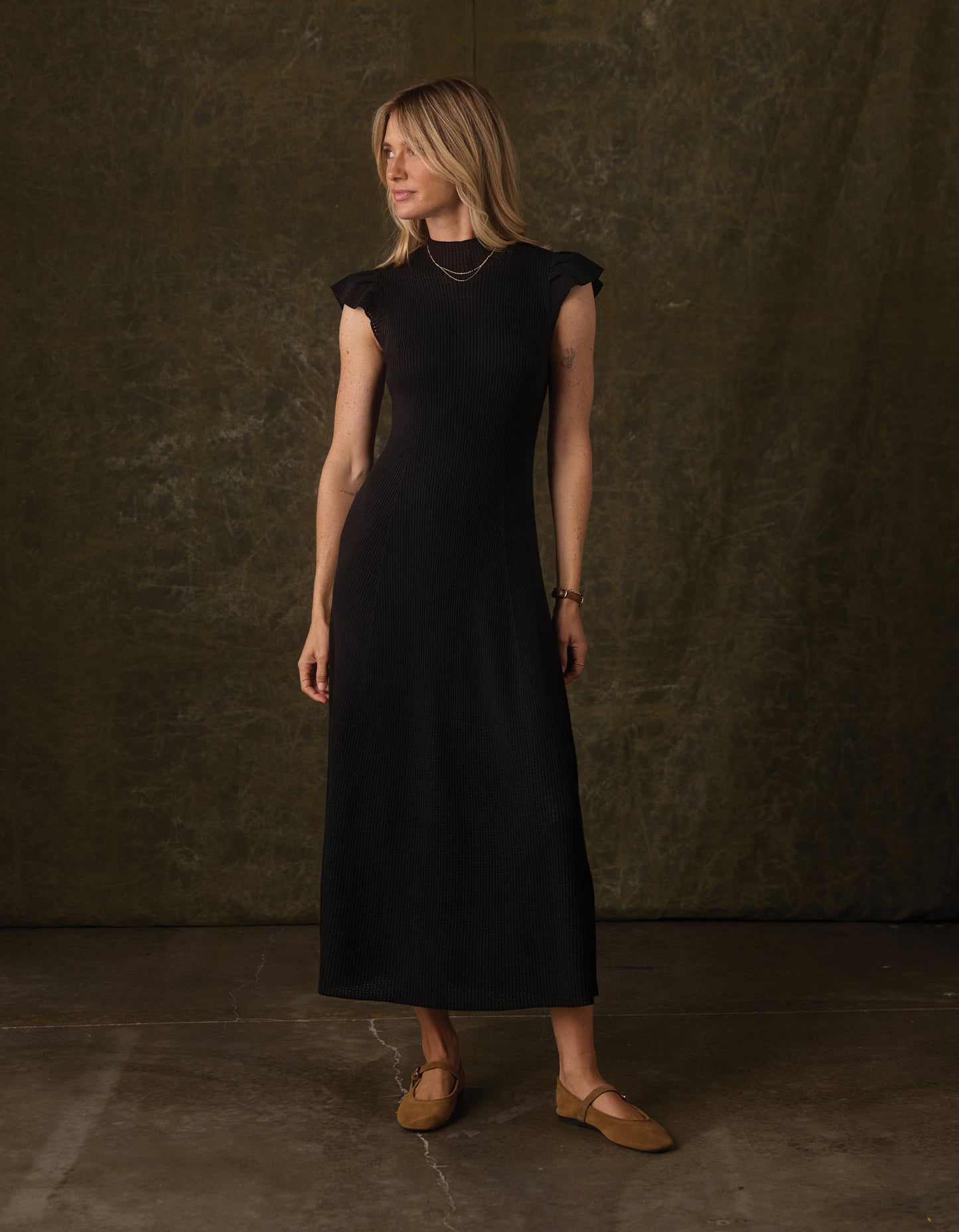 June Midi Sweater Dress in Black