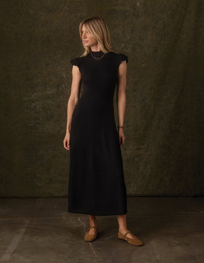 June Midi Sweater Dress in Black