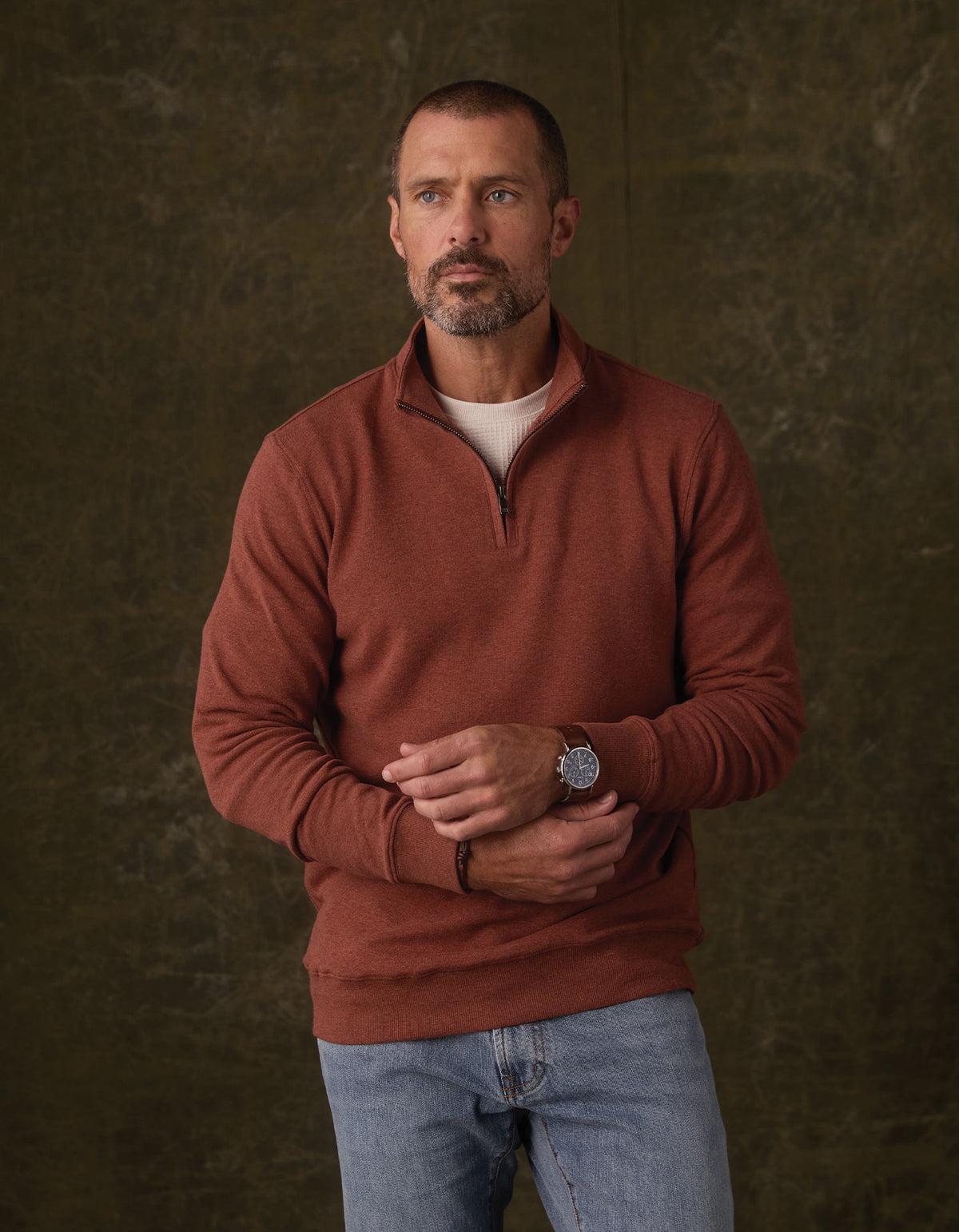 Puremeso Weekend Quarter Zip in Spiced Brandy