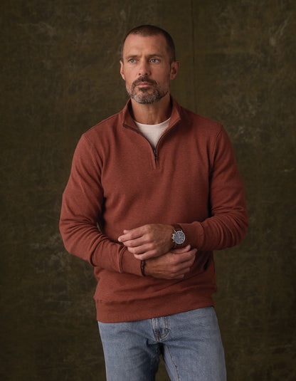 Puremeso Weekend Quarter Zip in Spiced Brandy