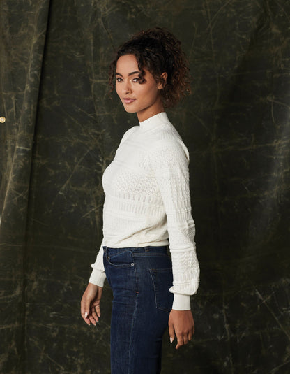 Olivia Pointelle Sweater in Cream