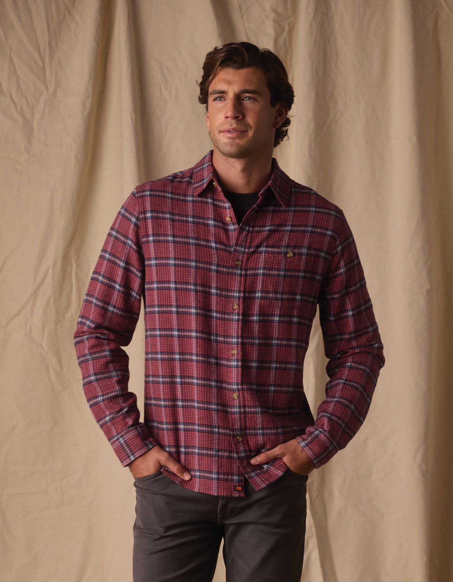 Hudson Double Brushed Flannel in Mineral Red Plaid