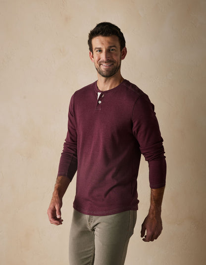 Puremeso Two Button Henley in Wine