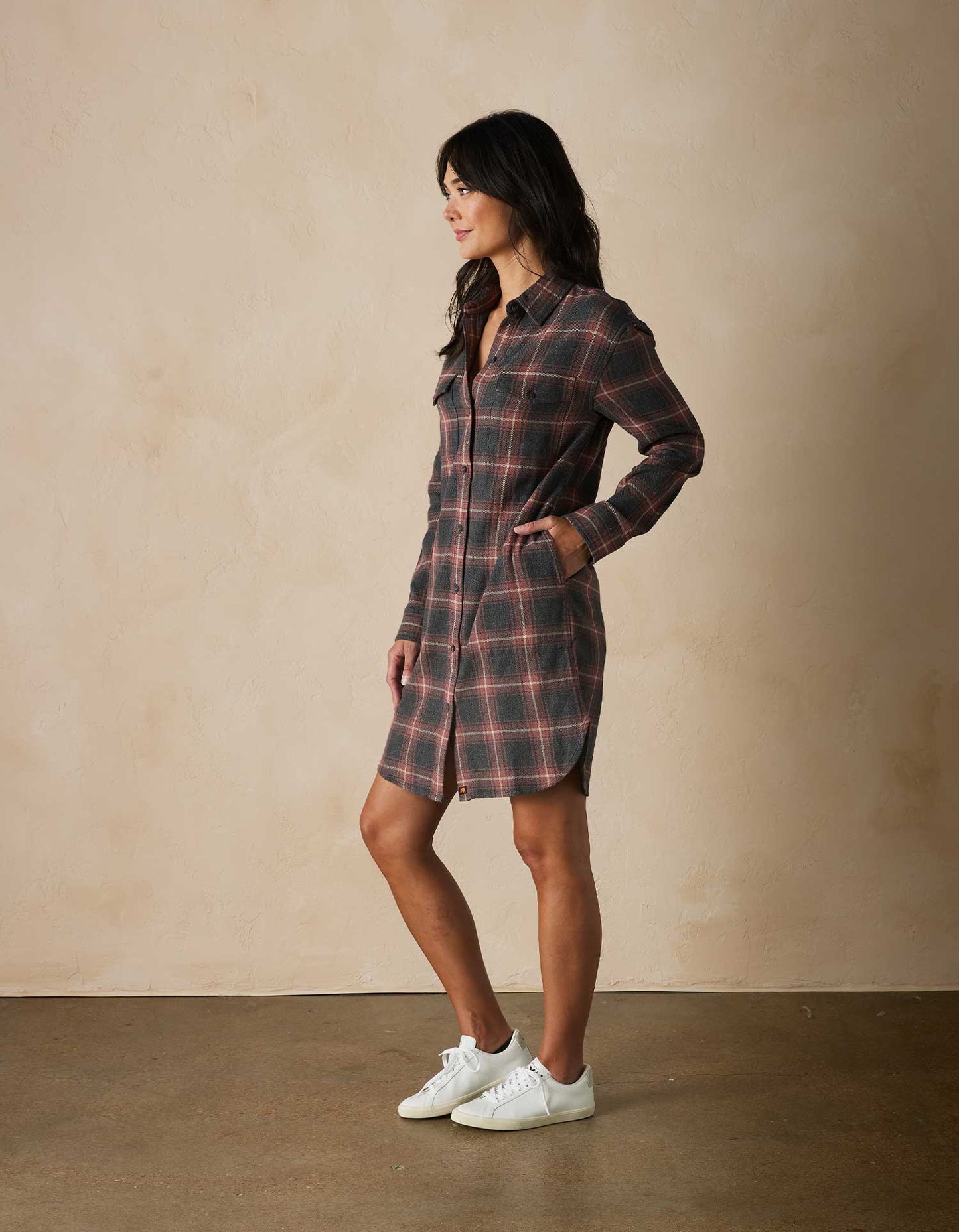 Mountain Shirt Dress in Shadow Plaid