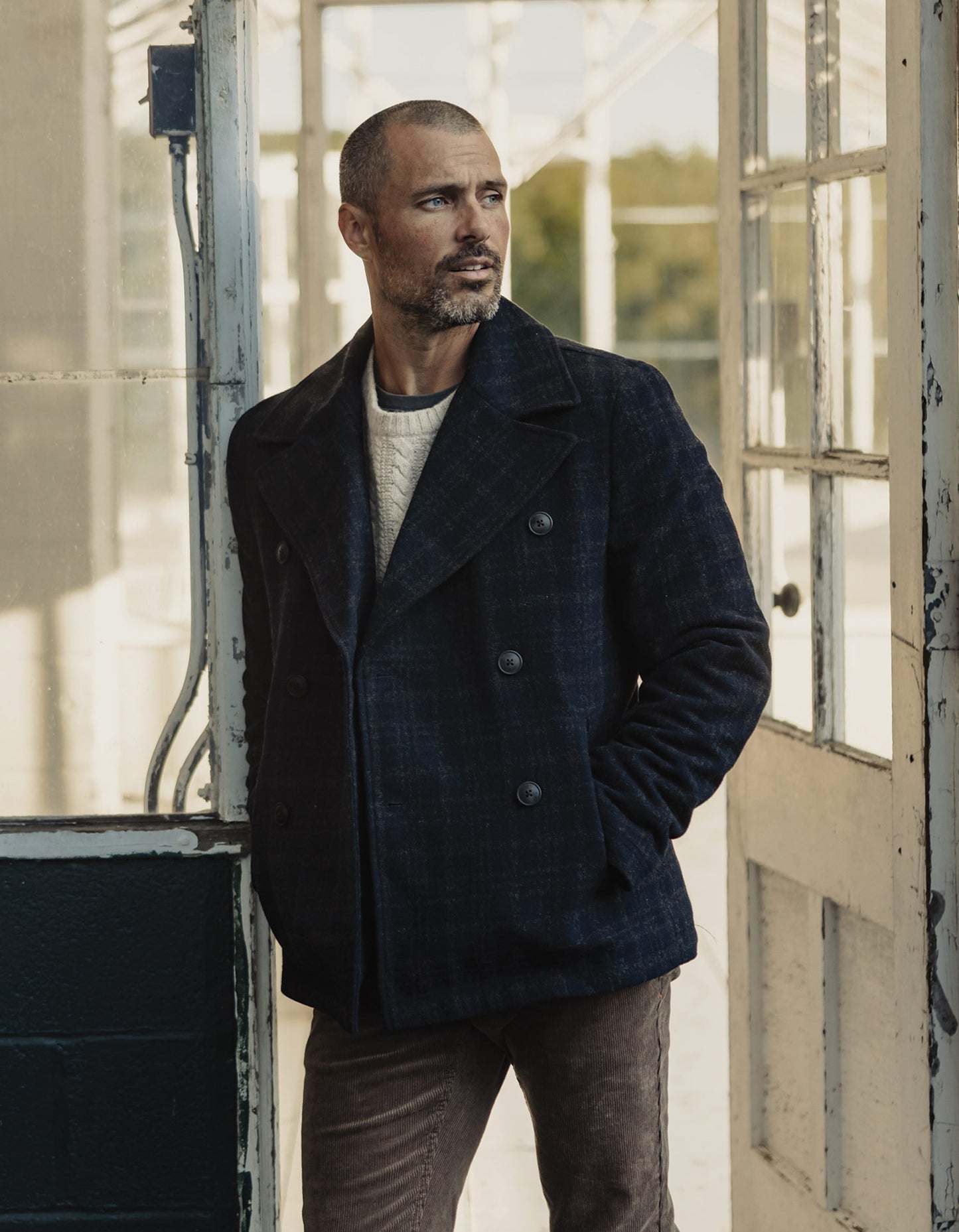 Lan Jacket in Navy Plaid