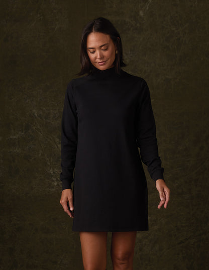Puremeso Mockneck Everyday Dress in Black