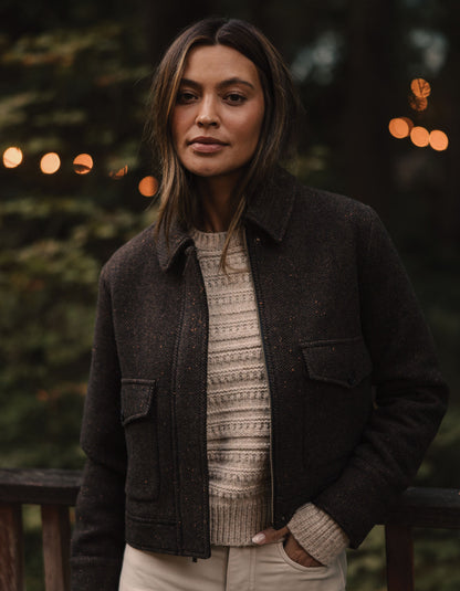 Anne Tweed Jacket in Dark Brown Multi