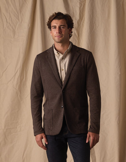 Stretch Knit Blazer in Brown