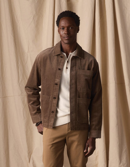 Comfort Cord Chore Coat in Taupe