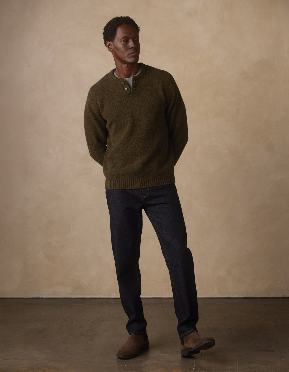 Homebound Henley Sweater in Olive