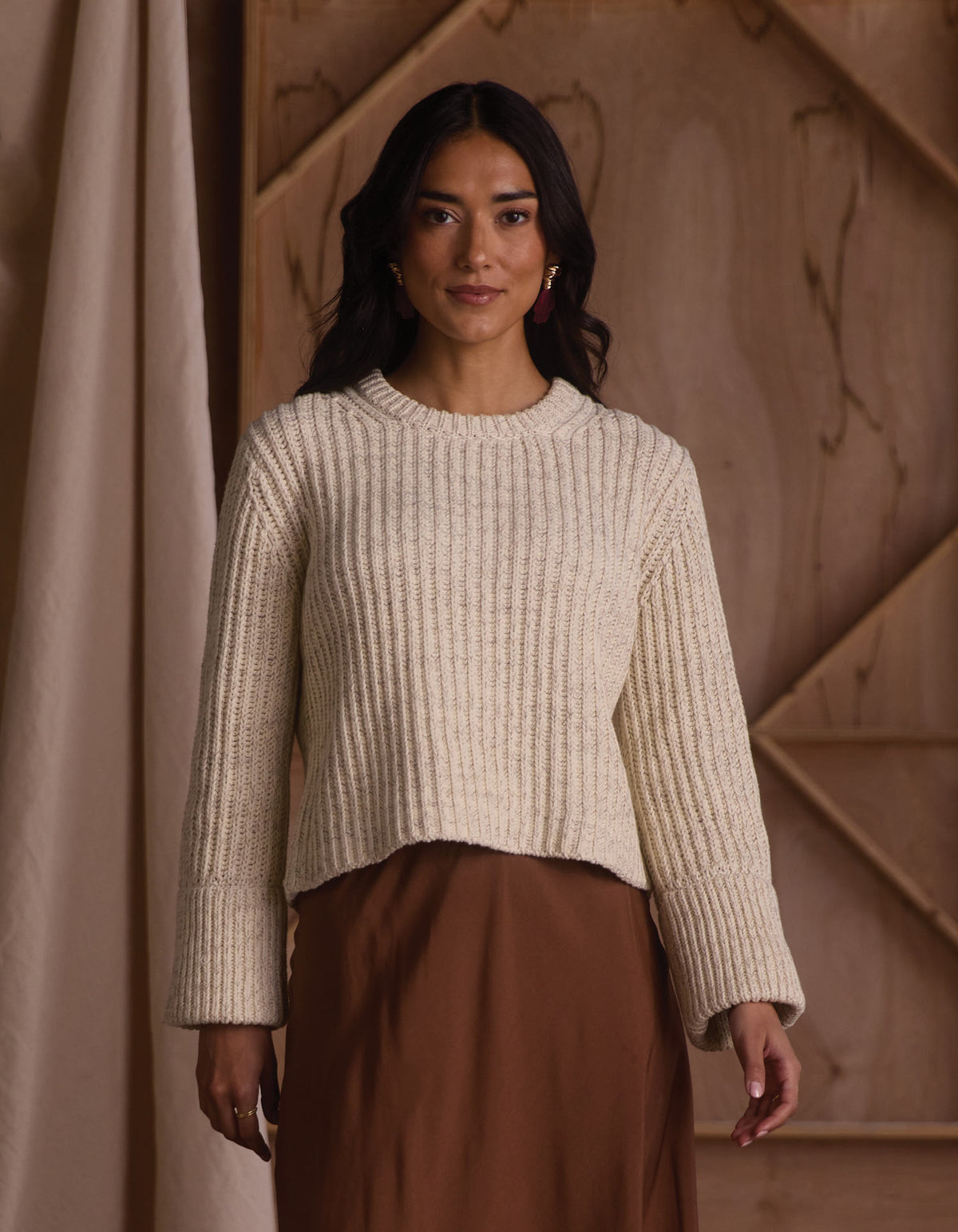 Willow Marled Crewneck Sweater  in Cream Marl