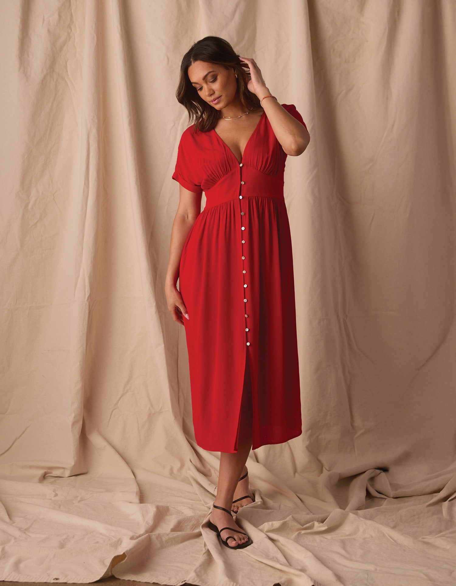 midi crepe dress - Silhouette Roses Blue Warehouse Stretch Crepe Bardot