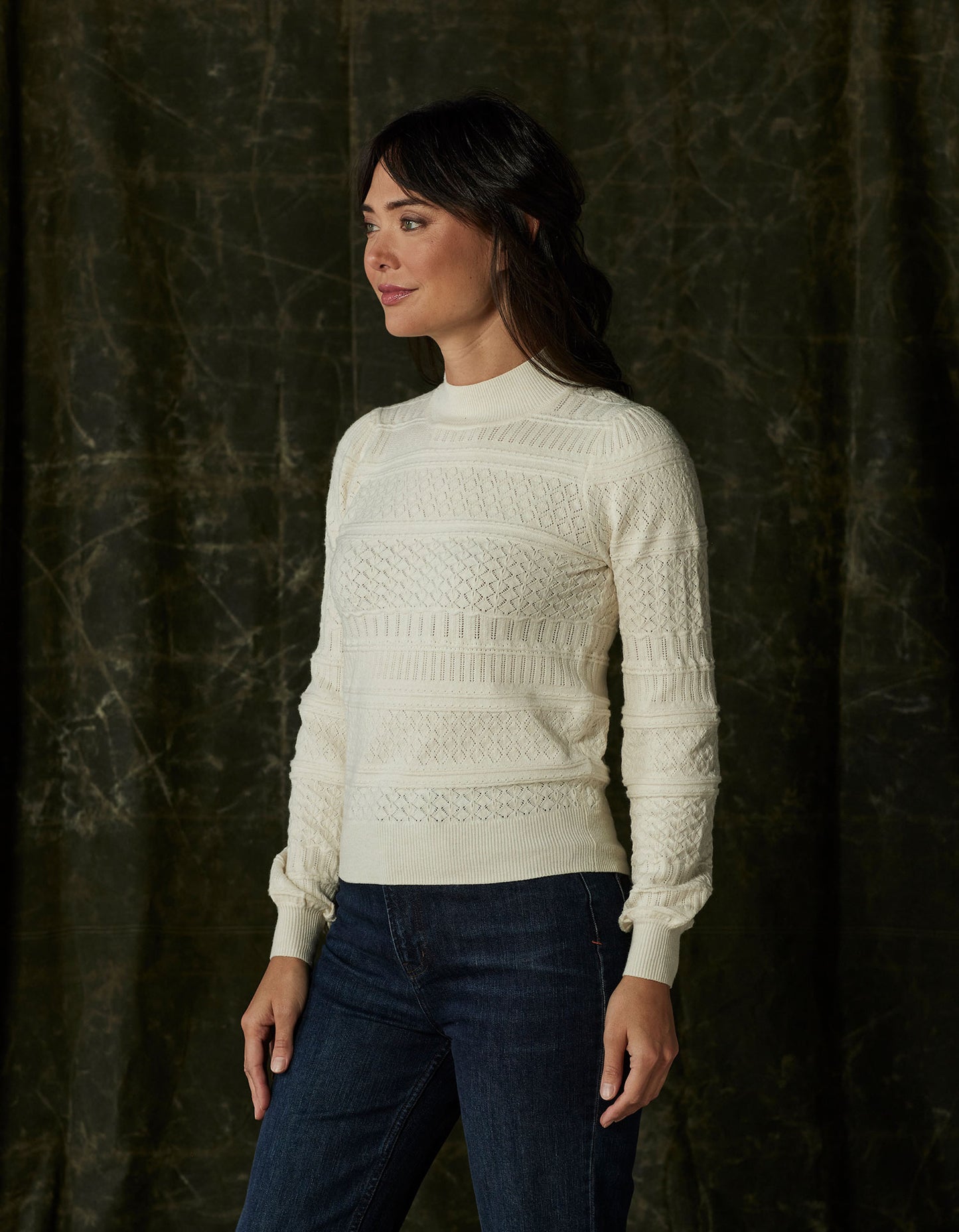 Olivia Pointelle Sweater in Cream