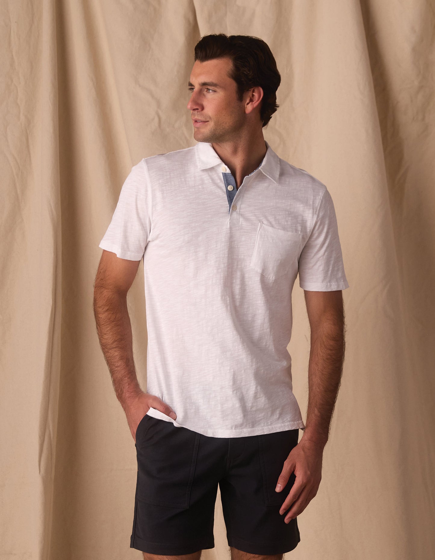 Vintage Slub Pocket Polo in White
