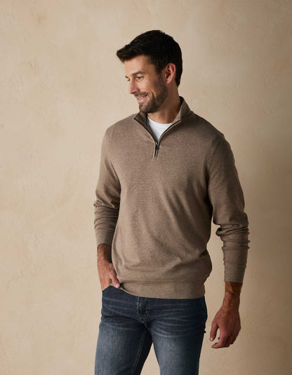 Puremeso Weekend Quarter Zip in Taupe